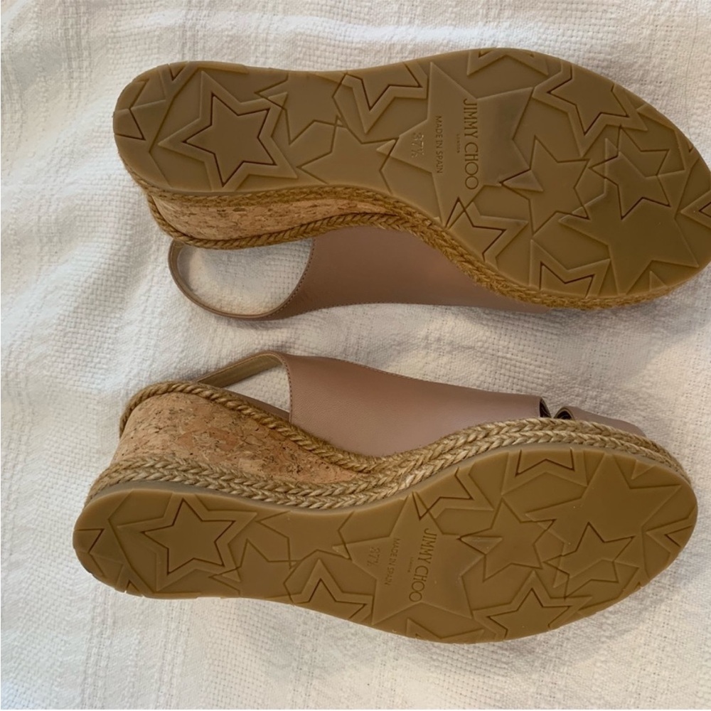 Jimmy Choo leather sling back wedges 37.5 - Picture 4 of 6